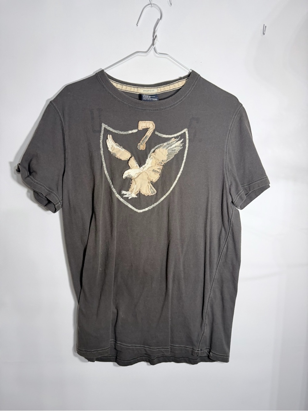 American Eagle Outfitters Charcoal Gray Eagle Graphic Short Sleeve Tee
